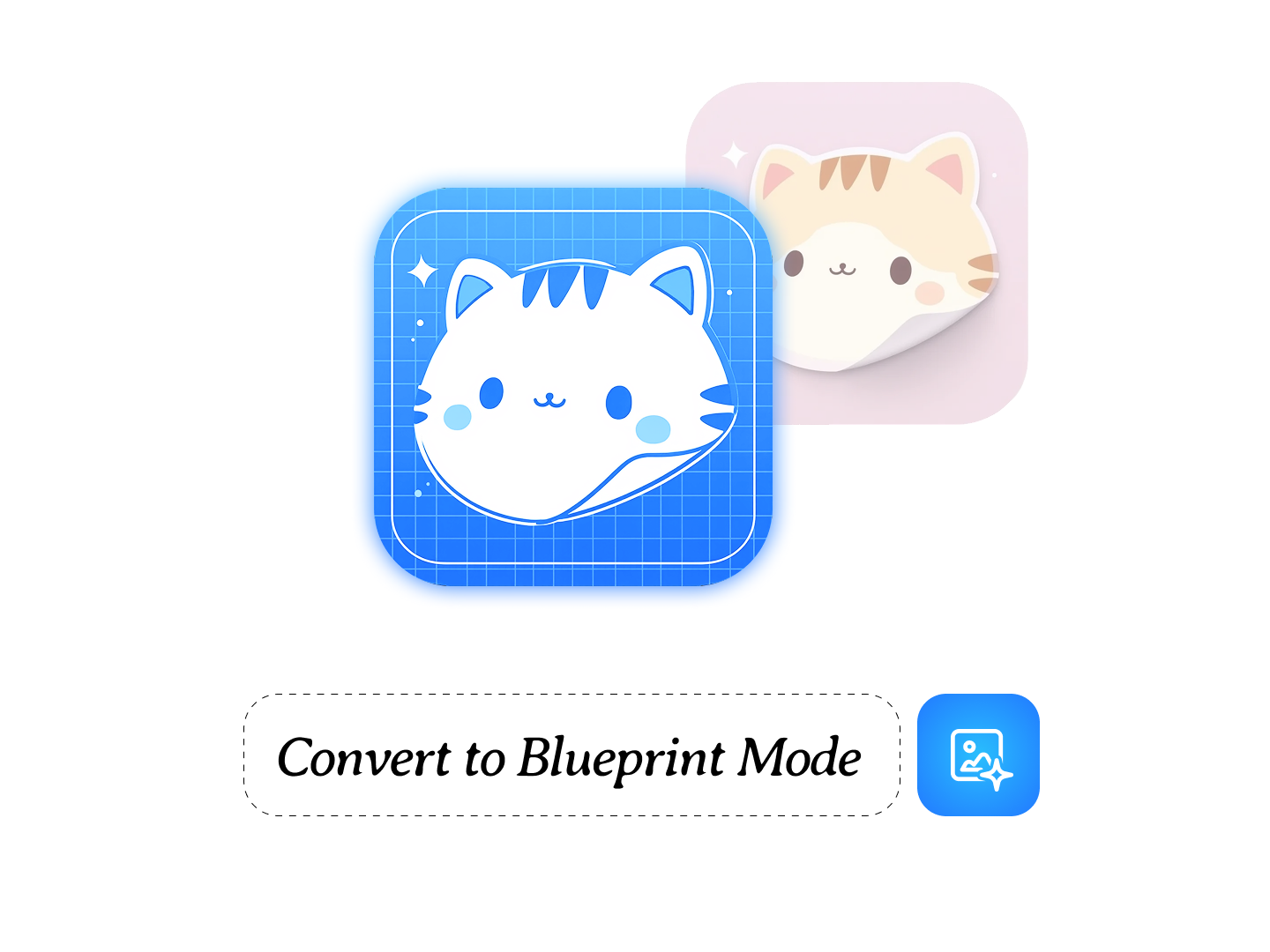 Convert to Blueprint Mode - Add technical blueprint styling to your icon